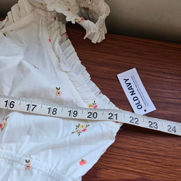 Old Navy XL White Floral Print Ruffle Trim Maxi Dress Womens Cottagecore - Picture 8 of 13